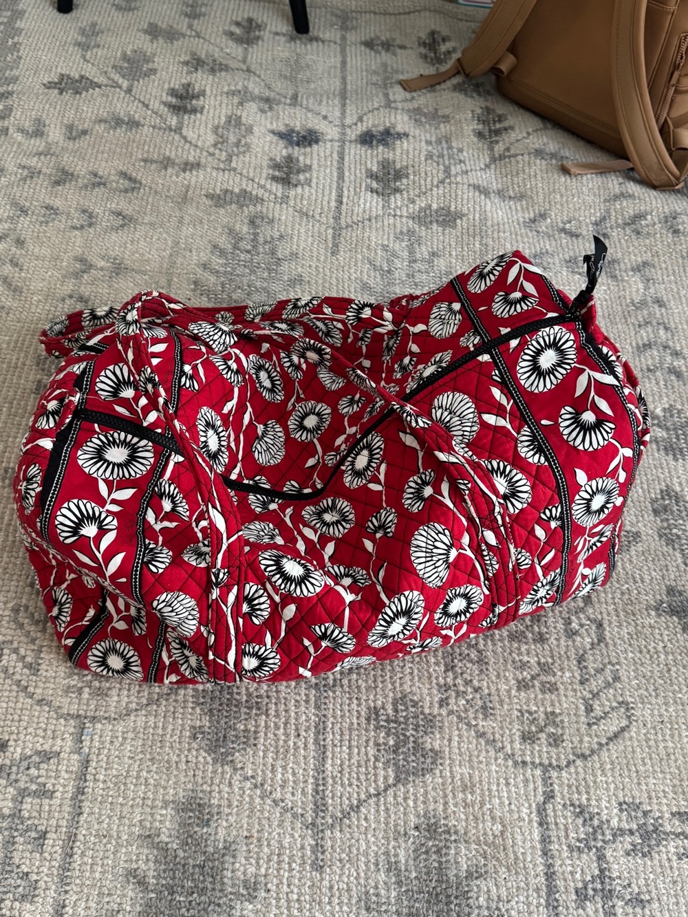 Vera Bradley Red Floral Quilted Travel Duffel